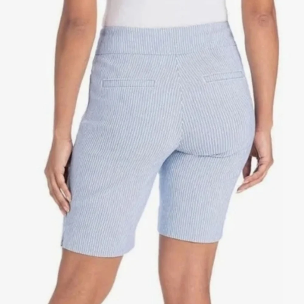 Hilary Radley Light Blue Striped Bermudas Shorts